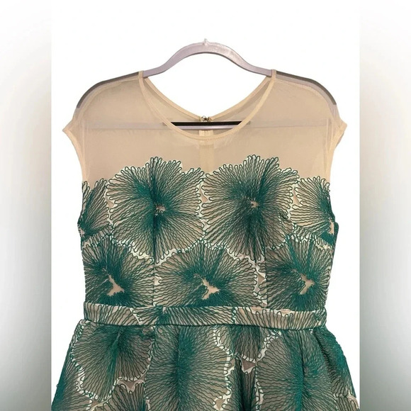 Maniju Green Brocade Embroidered Cocktail Dress Retro Pin Up Style - Picture 3 of 9